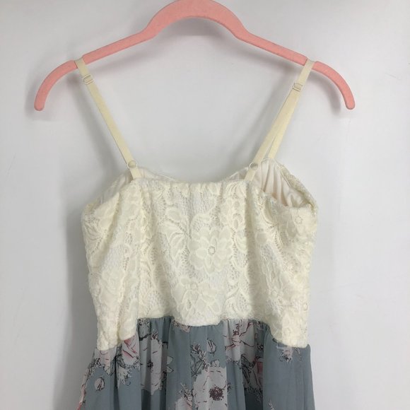 Kismet White & Teal Floral Lace as u wish Skirt Dress Hi-Lo size S - Picture 8 of 15